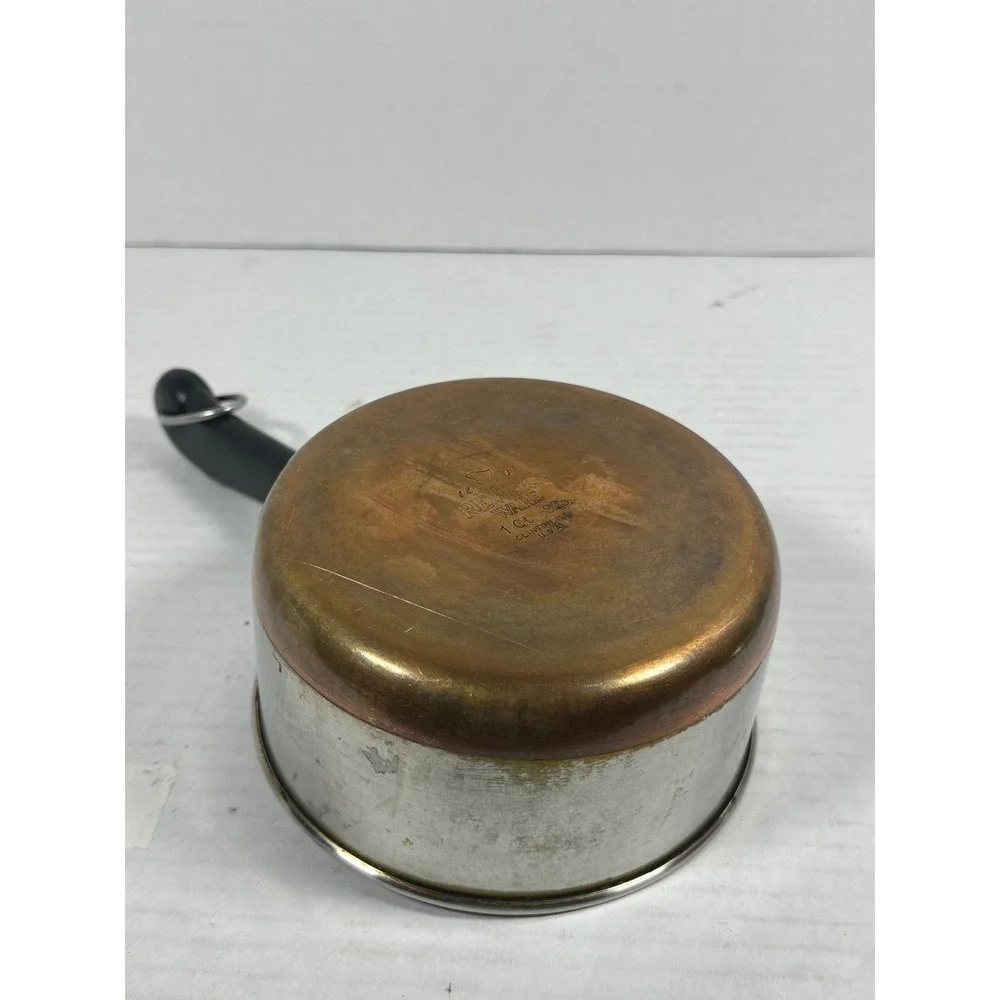 Revere Ware 1 Qt Saucepan with‎ Lid Copper Clad Bottom Stainless Steel 1801 USA